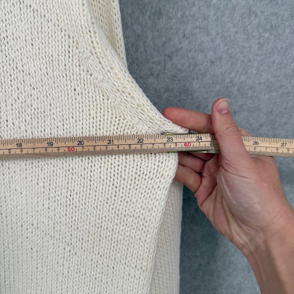 Wooden Ships Game On Football Open Knit Sweater Size M/L White Blue Oversized - Picture 11 of 11